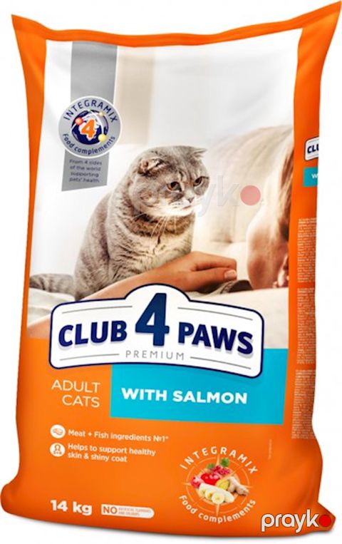 Yetkin pişiklər üçün quru yem Club 4 Paws qızılbalıq ilə, 14 kq — Bakı