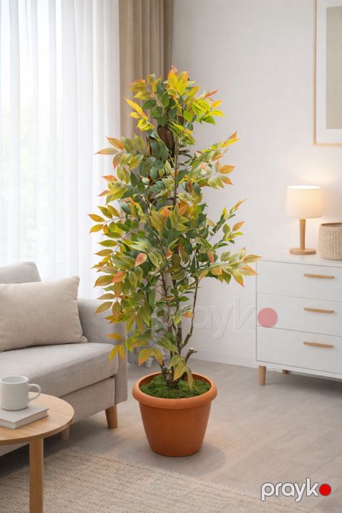 Dekorativ süni ağac OFS-1503, yaşıl/sarı, plastik, 130 sm — Bakı