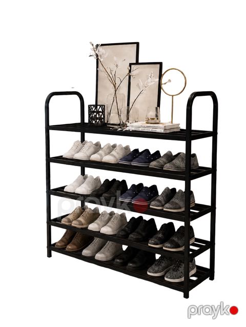 Ayaqqabı üçün rəf 2549967, 78x70x25 sm, 4 rəfli, qara, metal — Bakı