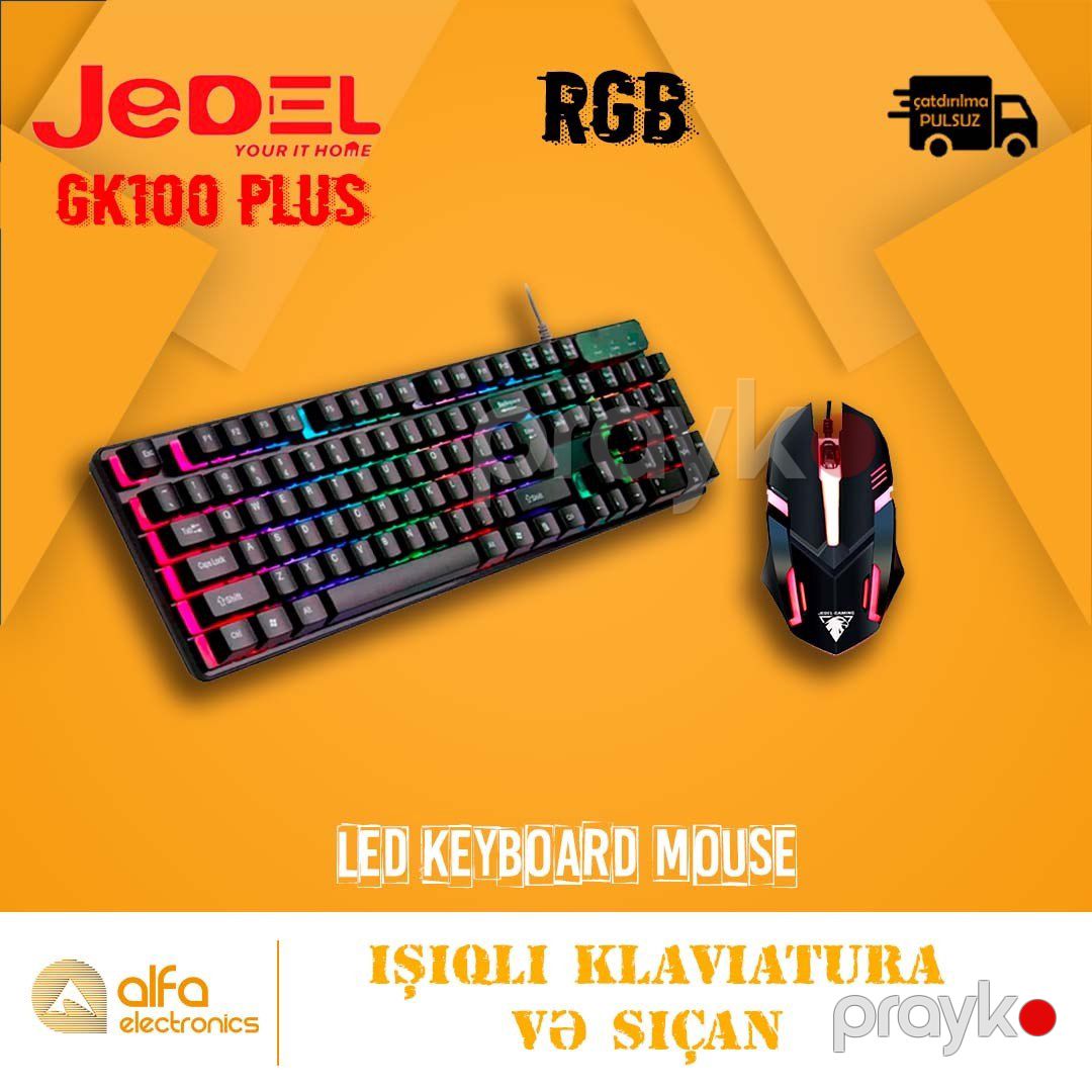 İşıqlı klaviatura və siçan "Jedel GK110+" (LED Keyboard, Mouse) — Periferik cihazlar, Bakı (3)