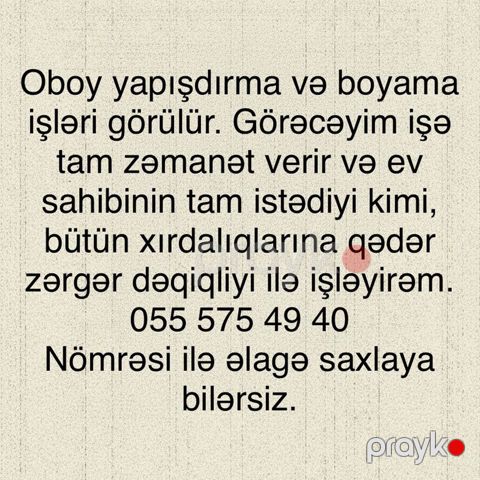Oboy yapışdırma və boyama xidməti. - Divar kağızlarının dəqiq — Bakı