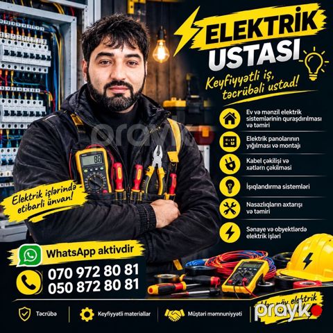 Elektrik ustası – hər növ elektrik xidməti Xidmətlər: - Ev və — Digah