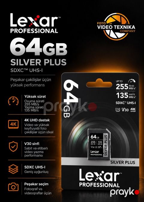 Lexar Professional Silver Plus 64GB Sdxc — Bakı