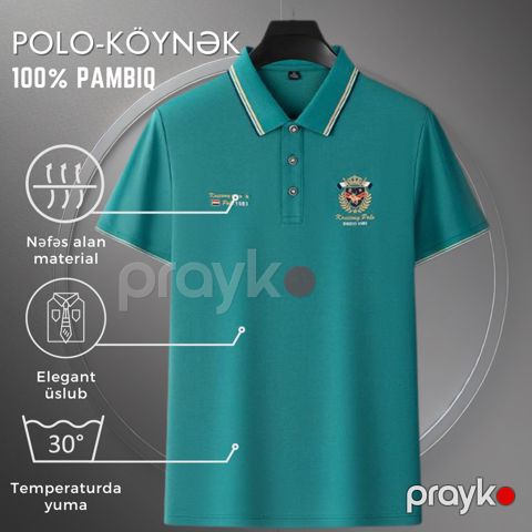 Kişilər üçün polo EB_1059, yaşıl, pambıq, ölçü L — Bakı