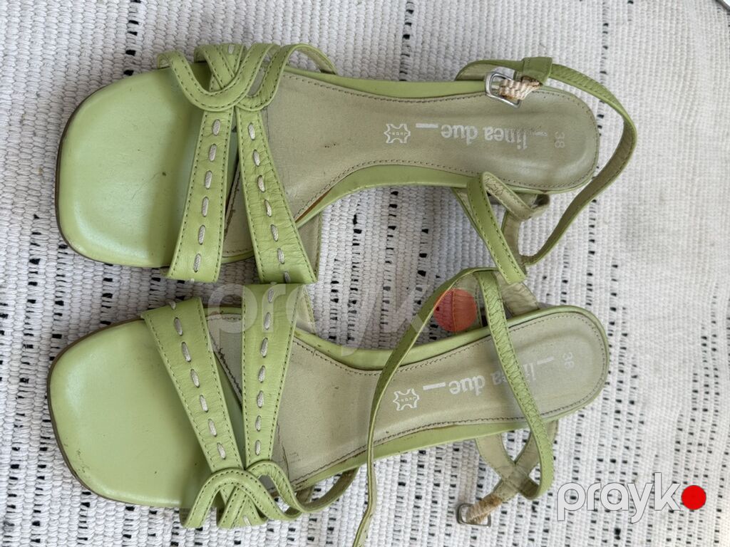 Lime due dəri sandal - Rəng: açıq yaşıl (lime) - Material: Natural — Sandal, Bakı (3)