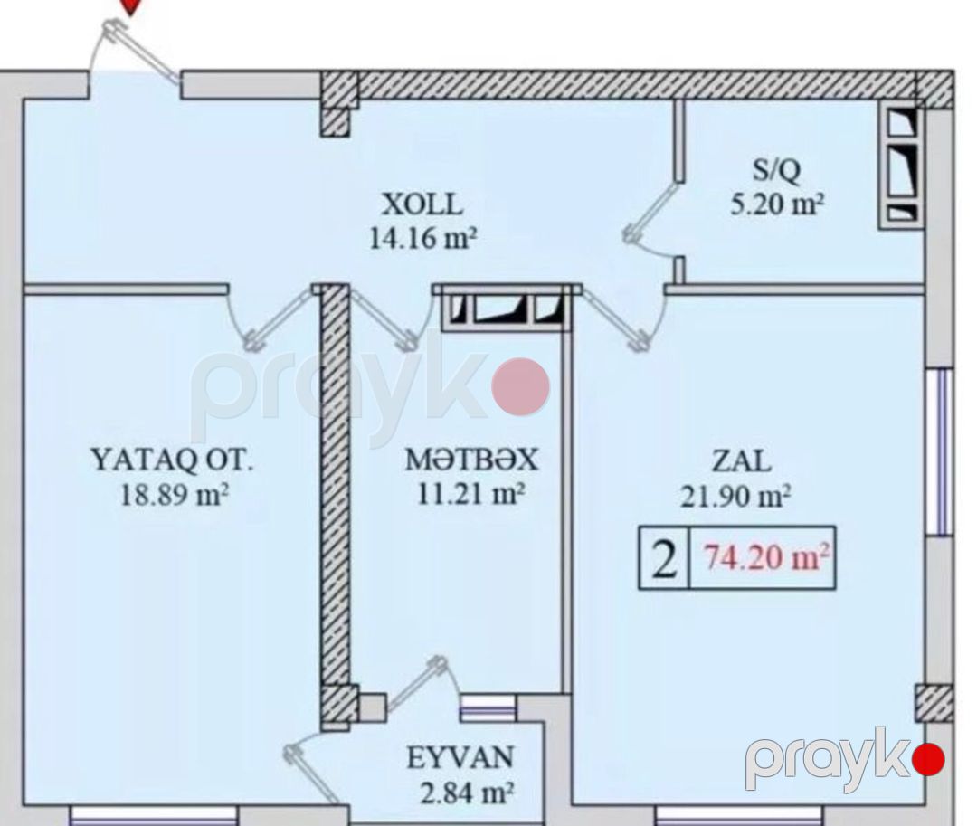 Satılır 2 otaqlı yeni tikili 74.4 m² — Mənzil, Bakı (2)