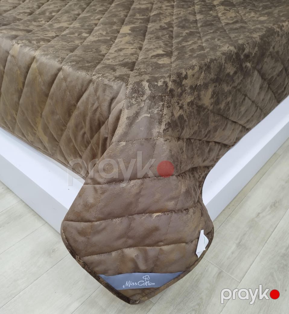 Dəst Miss Cotton SDT045, örtük 220х240 sm, yastıq üzlər 50х70 sm, ikinəfərlik, qəhvəyi velür — Mallar, Bakı (2)