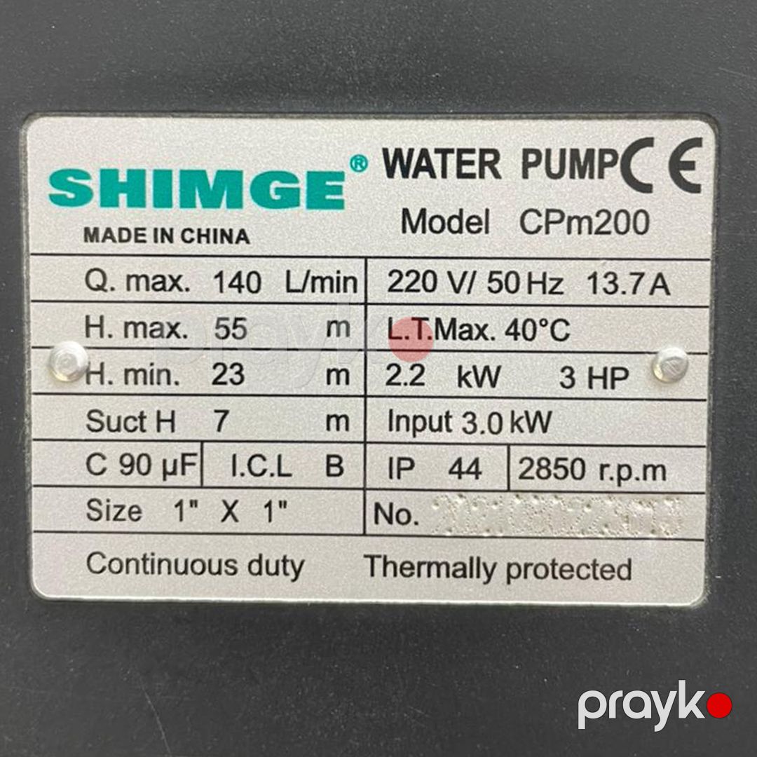 Səthi nasos Shimge CPm200 1830 — Mallar, Bakı (2)