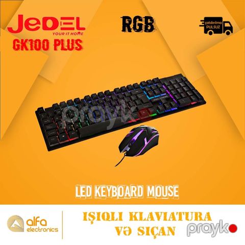 İşıqlı klaviatura və siçan "Jedel GK110+" (LED Keyboard, Mouse) — Bakı