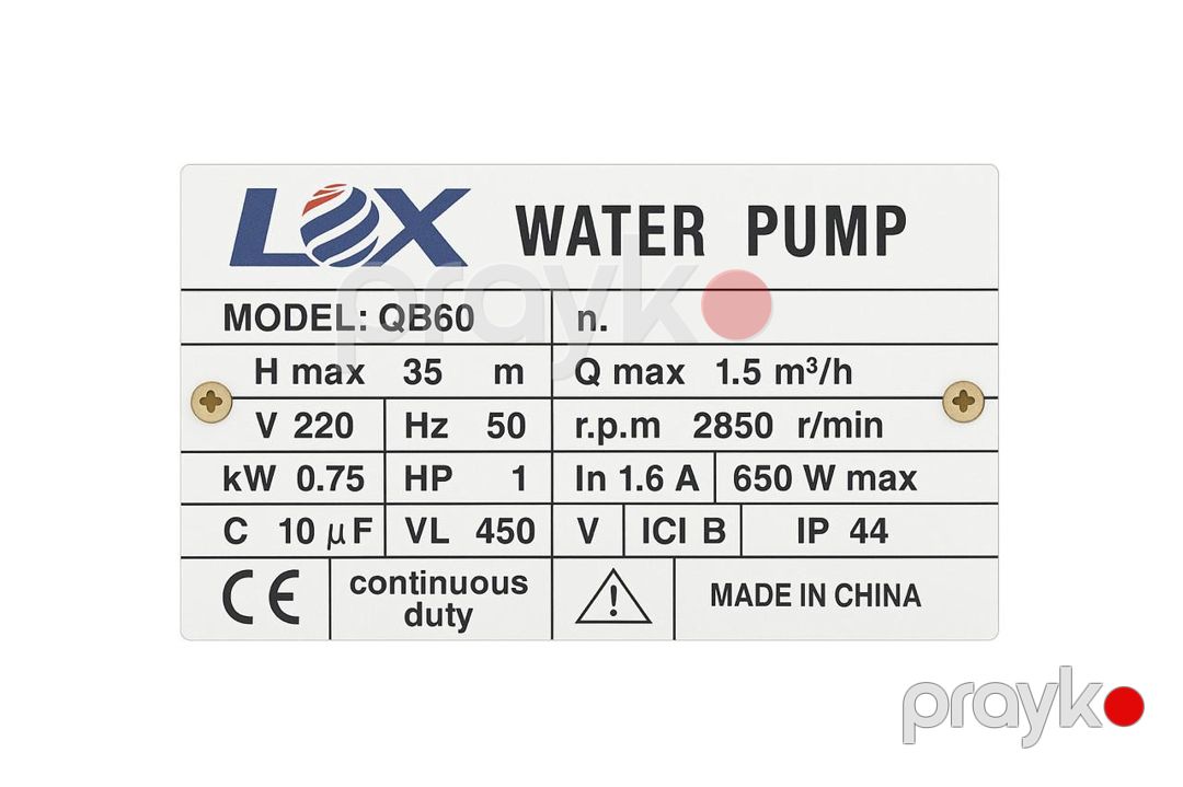 Su nasosu Lox QB60, 750 Vt — Mallar, Bakı (2)