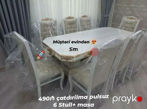 Qonaq otağı üçün, Yeni, Dördbucaq masa, 6 stul — Digah