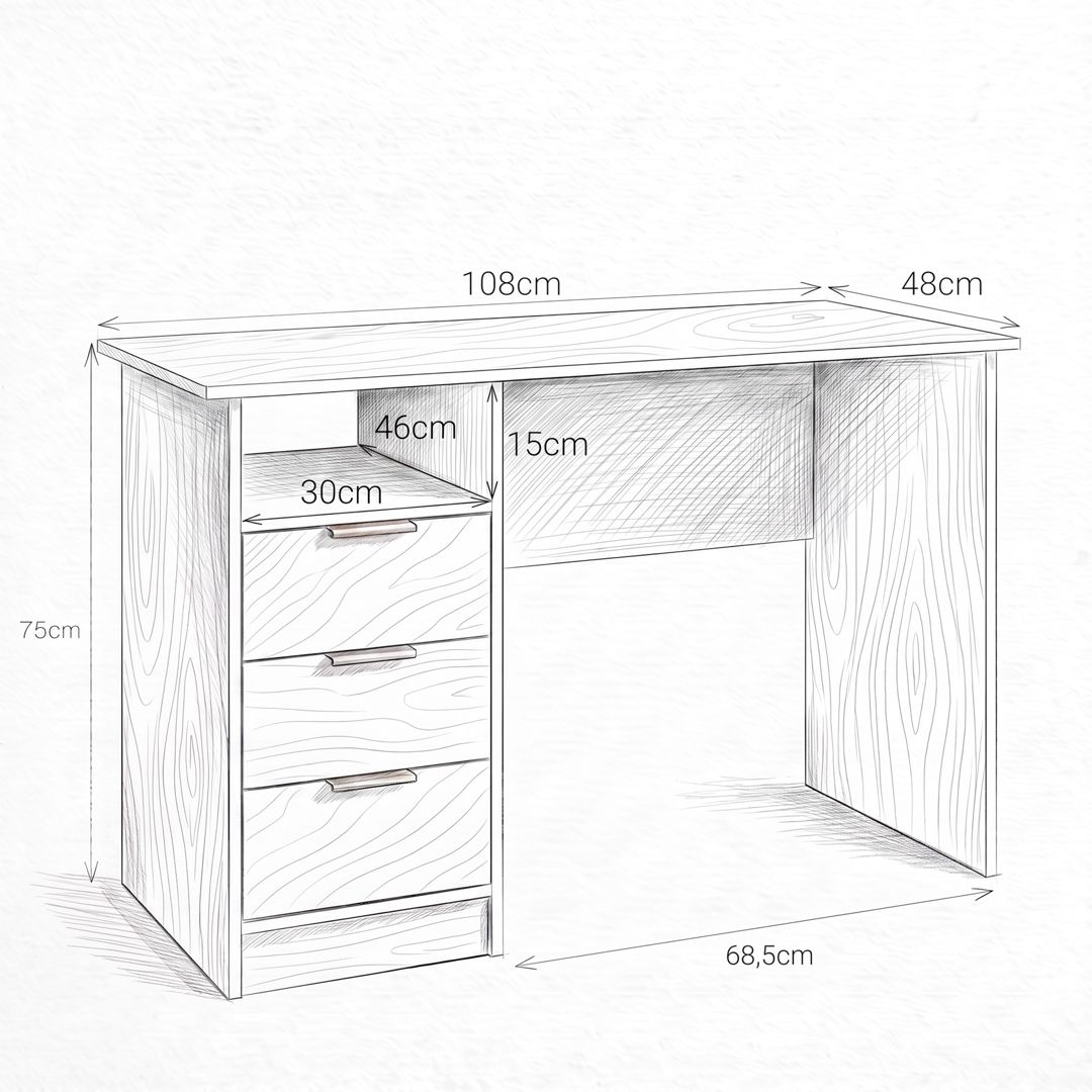 Kompüter masası 10613, Ldsp, 108x75x48 sm, sonoma — Mallar, Bakı (2)