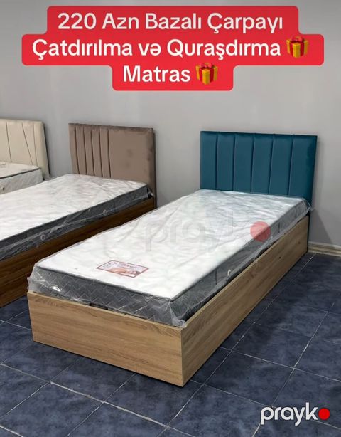 Bazalı tək nəfərlik çarpayı + matras - Qiymət: 220 AZN (şəkildə — Xırdalan