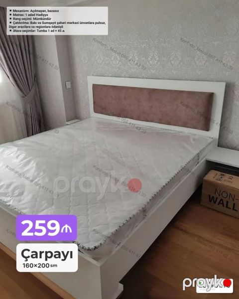 Məhsul: Çarpayı Ölçü: 160 200 sm Xüsusiyyətlər: - Mexanizm — Bakı
