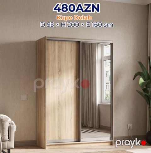Kupe Dolab – 480 AZN Ölçülər: Dərinlik 55 sm Hündürlük 200 sm En — Bakı