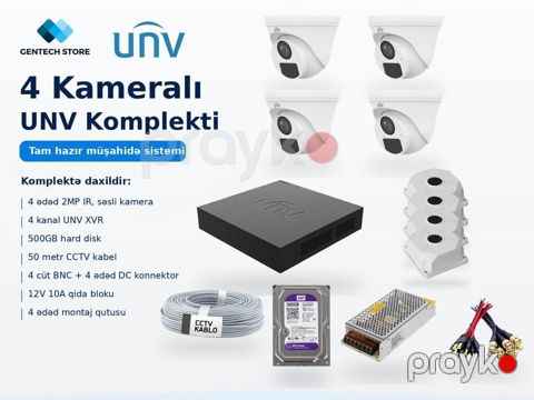 UNV 4-lü kamera dəsti Setə daxildir: UNV 4-lü Kamara Dəsti 1 ədəd — Bakı