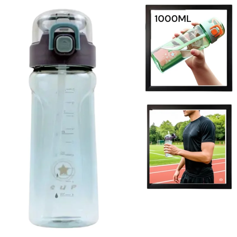İdman su qabı WS1263, şəffaf, 1 l — Bakı