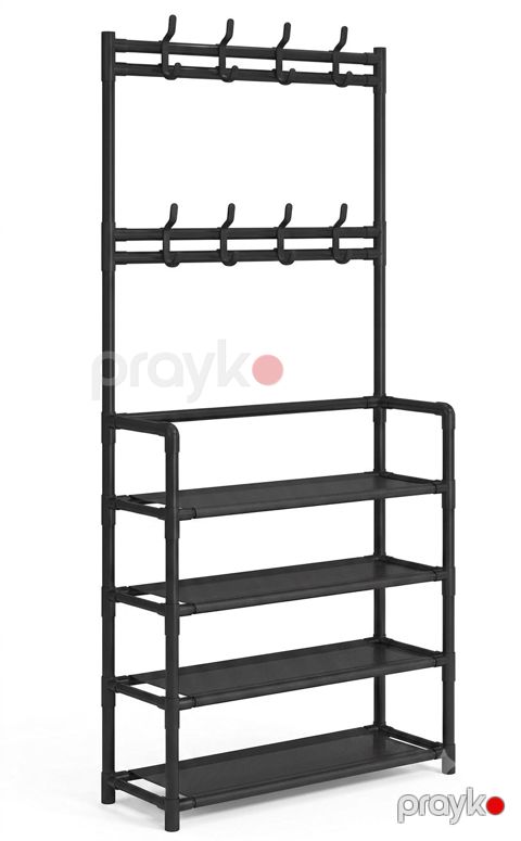 Ayaqqabı rəfi, metal/plastik, qara, 60x26x150 sm — Bakı