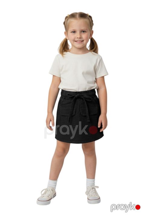 Qızla üçün düz ətək 8804, qara, kətən, ölçü 3 yaş — Bakı