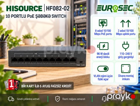 Hısource Poe Switch "HF082-02 10 Port" — Bakı