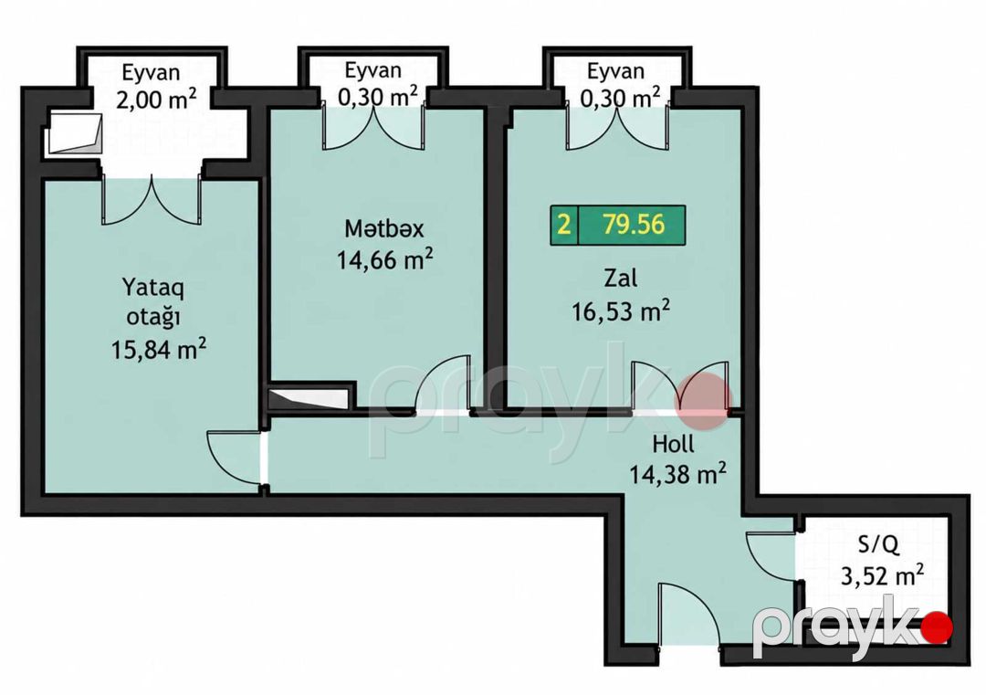 Satılır 2 otaqlı yeni tikili 80 m² — Mənzil, Bakı (4)