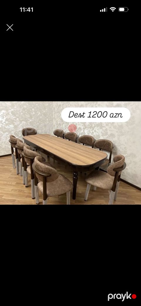 Yemək otağı üçün masa və stul dəsti - Dəst: uzun — Bakı