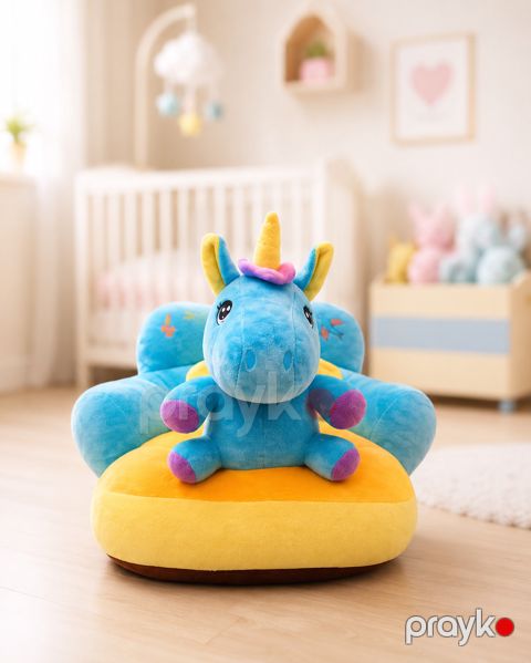 Uşaqlar üçün yumşaq kreslo 7821 Unicorn, yığılan, mavi/sarı, 42x38x20 sm — Bakı