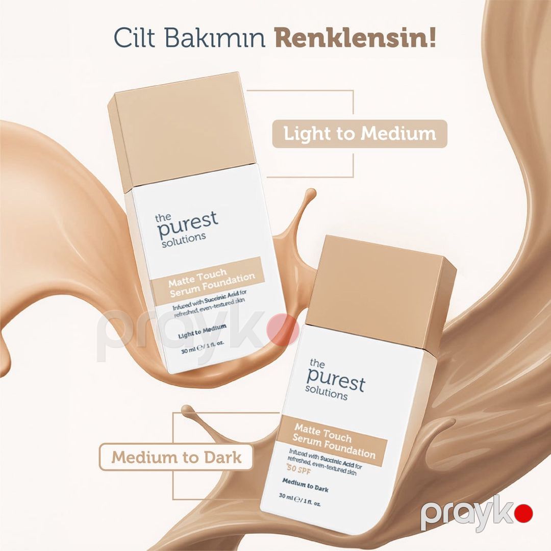 Tonal krem The Purest Matte Touch Serum Foundation Light to Medium 30 ml - 8684990000107 — Mallar, Bakı (2)
