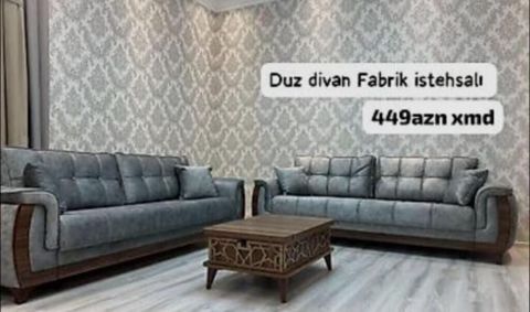 Düz divan – Original fabrik istehsalı - Model: Düz divan - Rəng: Boz — Sofas