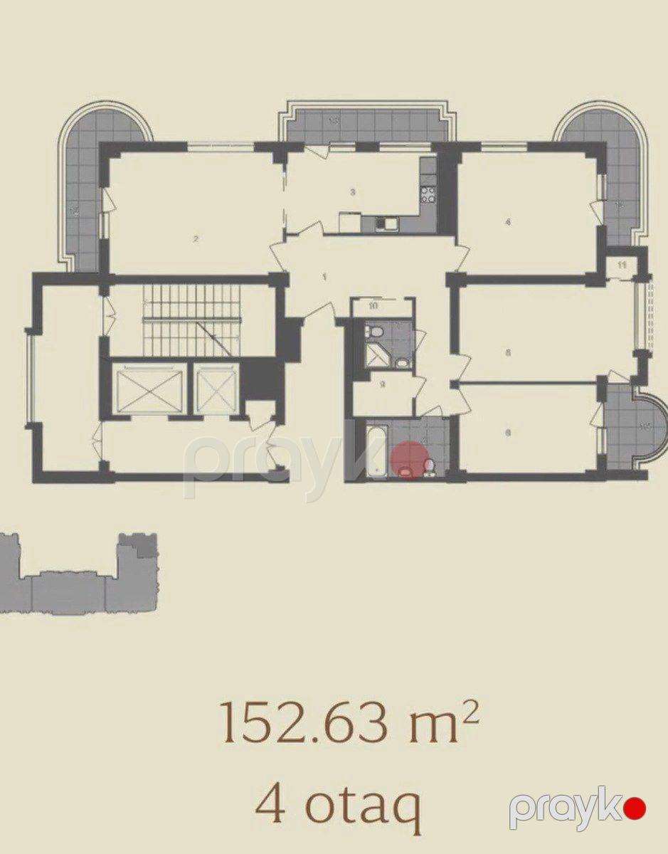Satılır 4 otaqlı yeni tikili 153 m² — Mənzil, Bakı (9)