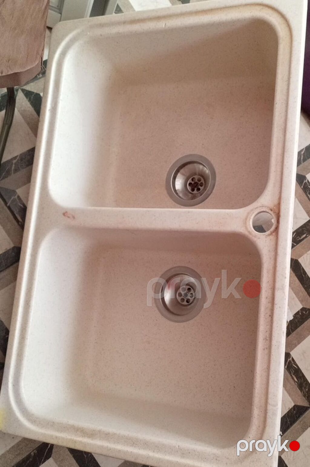 Mətbəx üçün iki bölməli qranit tipli lavaboya dəst - Material: qranit — Mətbəx lavabolarında, Bakı (2)