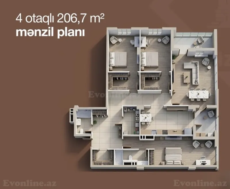 Satılır 4 otaqlı Mənzil Yeni tikili 207 m² Bakı, Yasamal r., Nizami m — Mənzil, Bakı (4)
