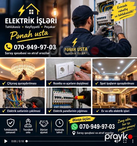 Elektrık İşləri – Pənah usta Təhlükəsiz, keyfiyyətli və peşəkar — Saray