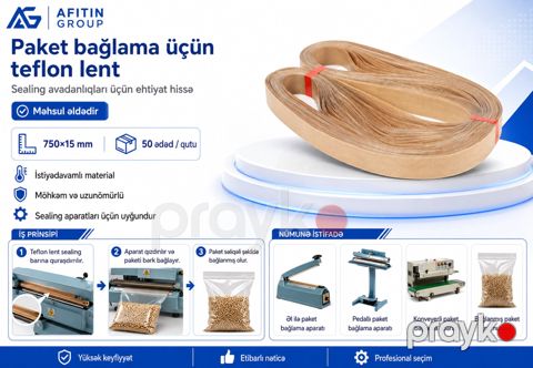 Paket bağlama aparatı üçün teflon lent – 750×15 mm — Bakı