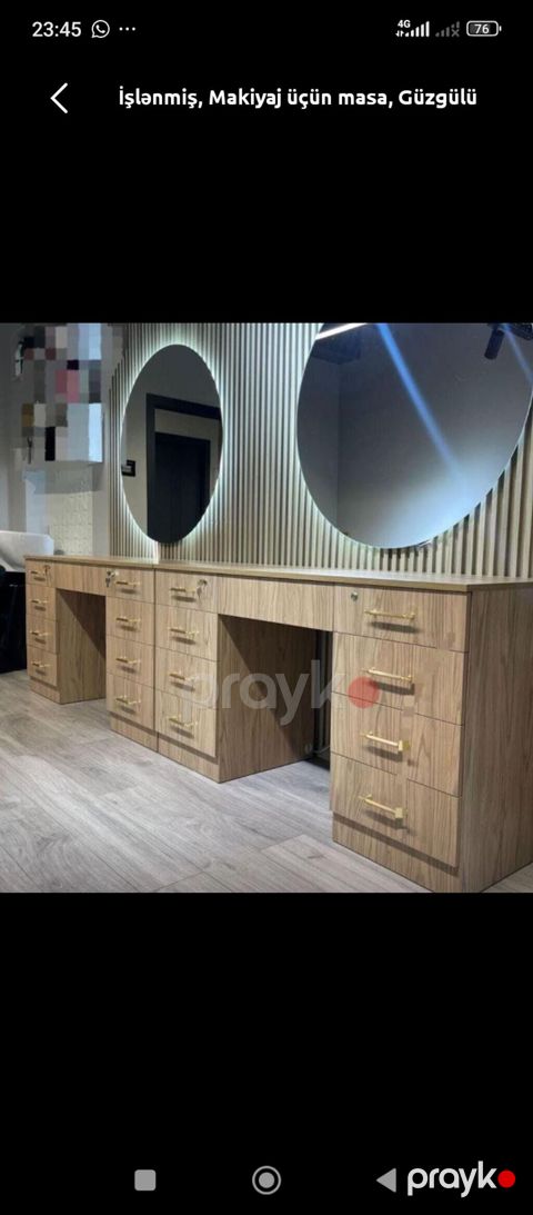 Makyaj üçün güzgülü masa dəsti - Material: ağac teksturalı — Sumqayıt