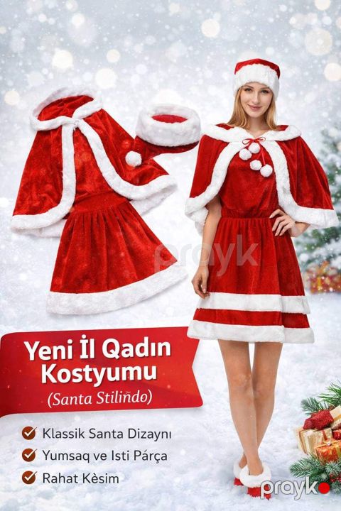 Qızlar üçün ziyafət donu Qar Qız A Super, Santa stilində, standart ölçü - Amore SHB003 — Bakı