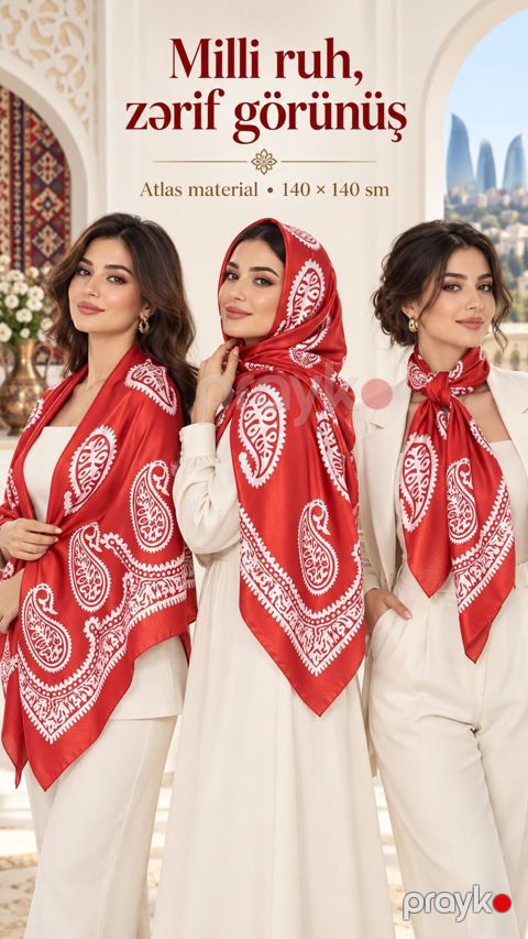 Atlas kəlağayı kolleksiyası - Material: atlas - Ölçü: 140 140 sm — Bakı