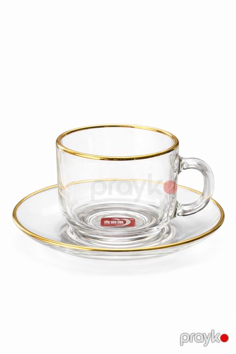 Qəhvə dəsti Deli Glass, şüşə, 6 nəfərlik, 12 parça, şəffaf — Bakı