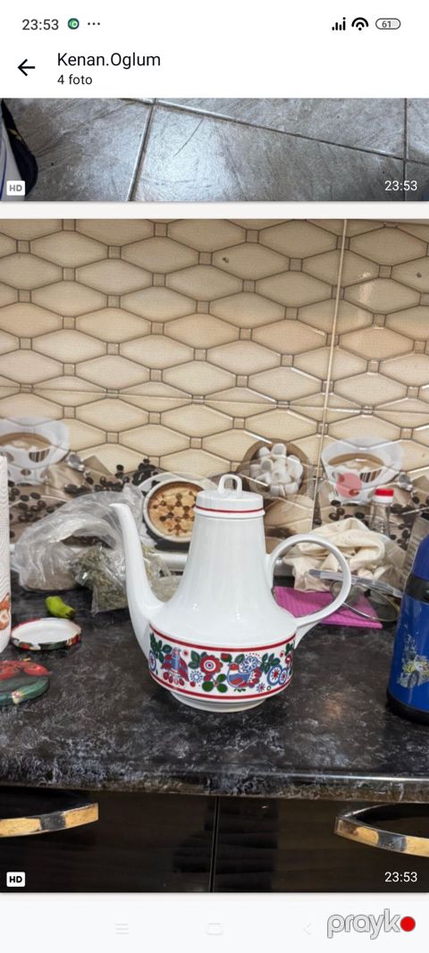 Çaydan qedmi cindir - Material: ağ porselen - Həcm: təxminən 1–1.2 — Bakı