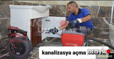 Kanalizasiya tutulmuş boruların açılması — Bakı