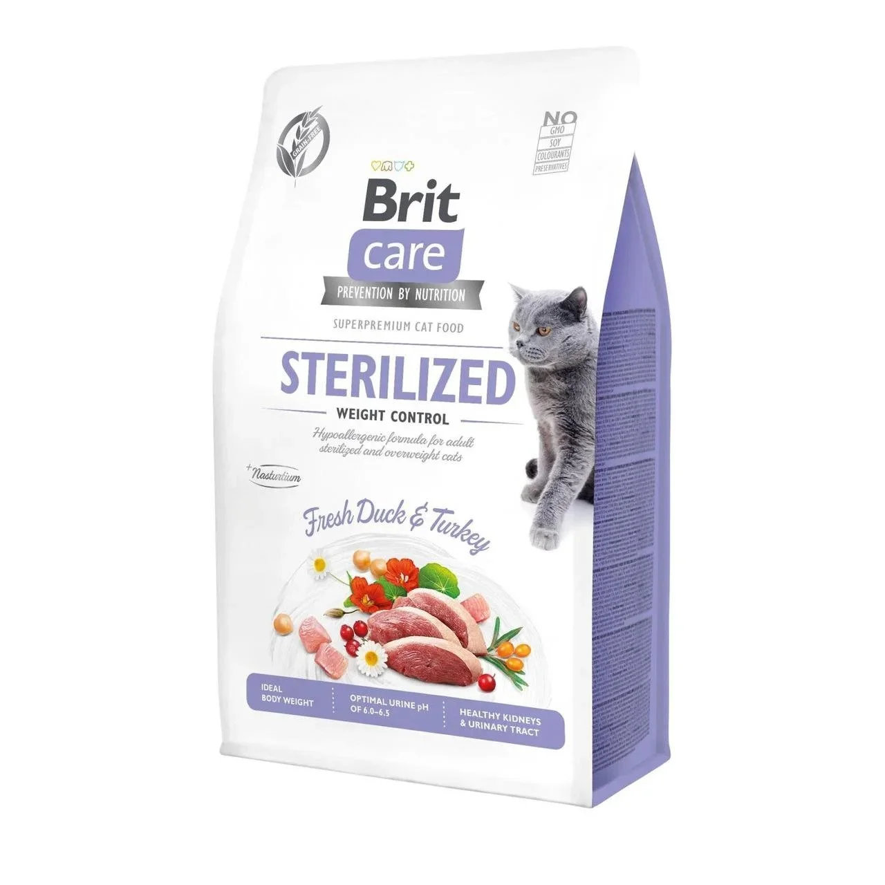Brit Care Cat Grain Free Sterilised & Weight Control, sterilizə olunmuş pişiklərdə artıq çəkinin qarşısının alınması üçün taxılsız quru yem (bütöv kisə, 7 kq) — Bakı