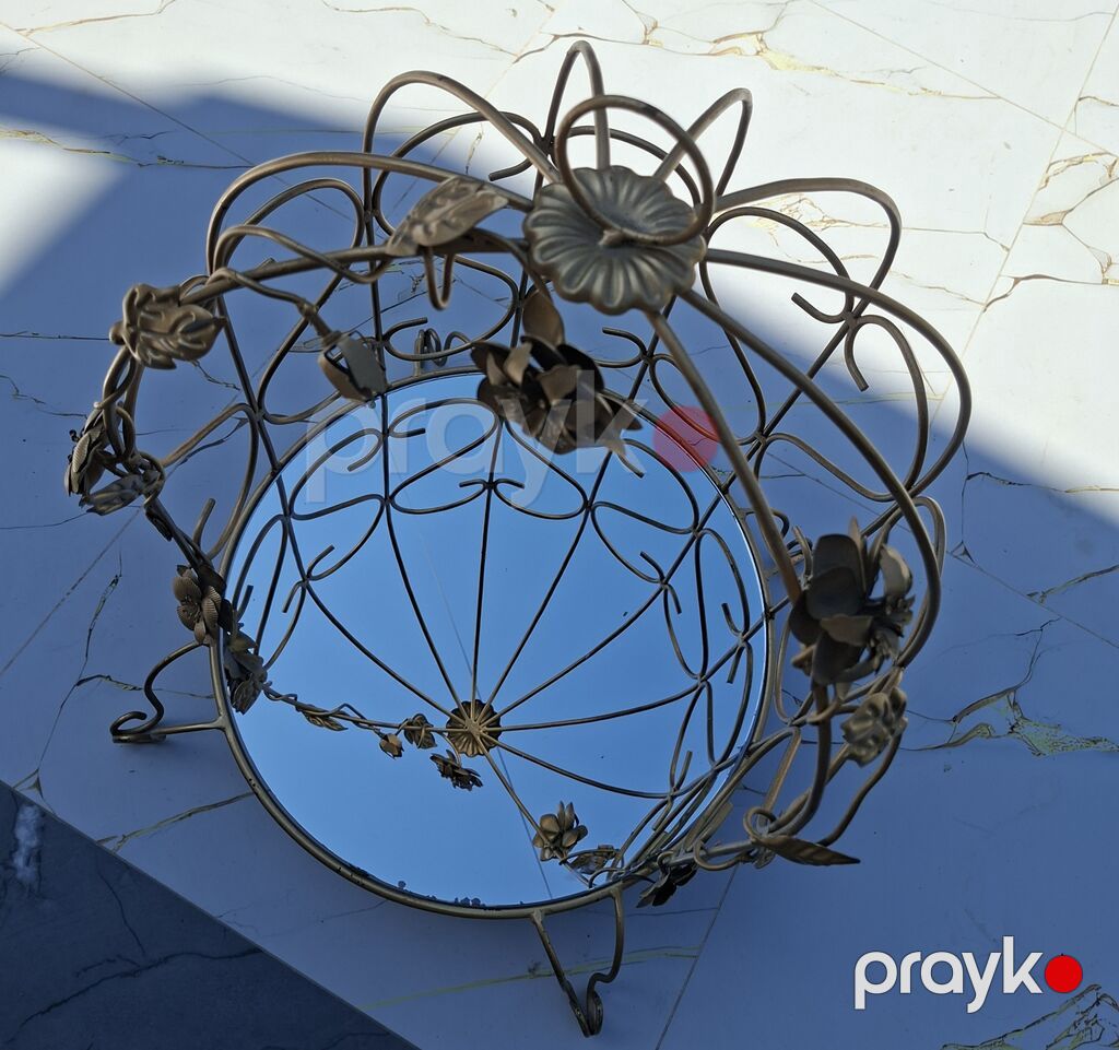 Dekorativ metal səbət – güzgülü dibli - Material: möhkəm metal — Fəliz məmulatı, Digah (3)