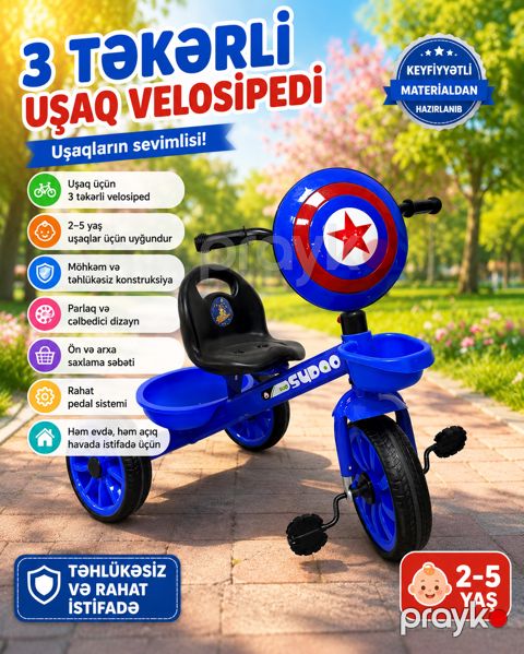 Uşaq üçtəkərli velosipedi BM-2,5 yaş — Bakı