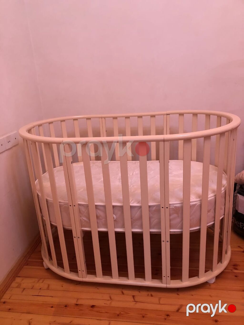 Oval formalı uşaq beşiyi və döşək - Material: möhkəm ağac karkas — Bəşikləri, Bakı (5)