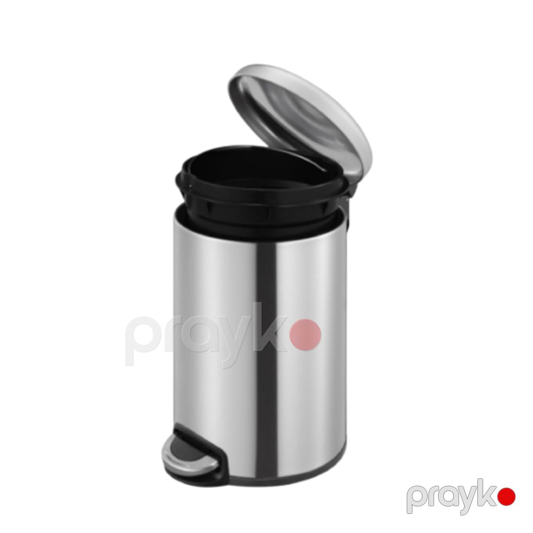 Zibil konteyneri pedal ilə Eko EK9213, paslanmayan polad/plastik, gümüşü, 8 l — Mallar, Bakı (3)