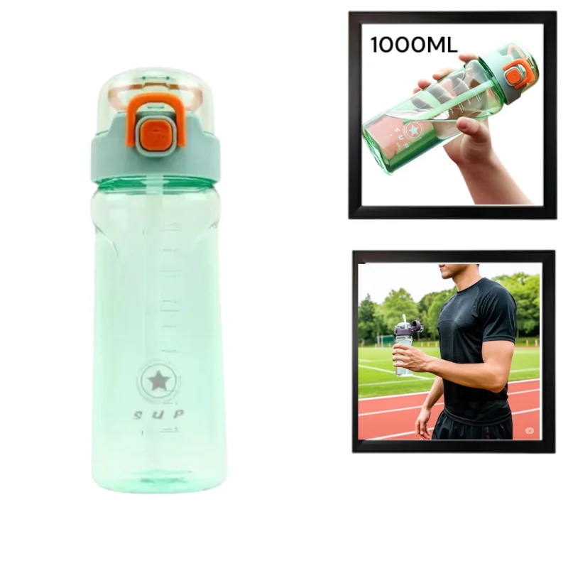 İdman su qabı WS1264, yaşıl, 1 l — Bakı