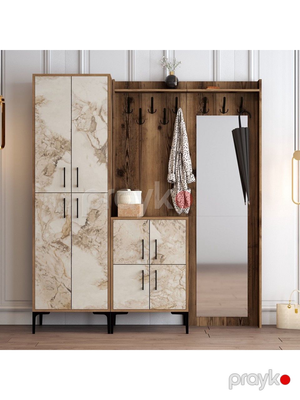 Dəhliz dolabı Elegant Wood ZARR2037, laminat, qəhvəyi, 180x200x35 sm — Şkaflar, Bakı (2)