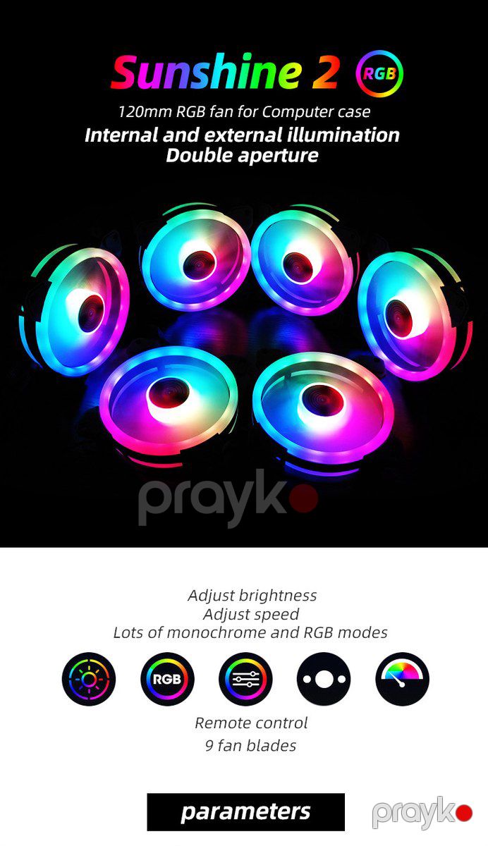 RGB kuler "Coolmoon Sunshine LED 120mm (Programable Case Fan)" — Kompüterlər və noutbuklar, Bakı (11)