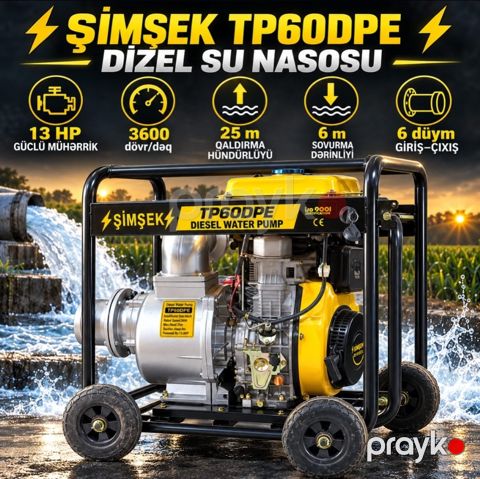 Nasos Şimşek TP60DPE, Su nasosu, 9560 Vt, 25 m, 3600 l/dəq — Bakı