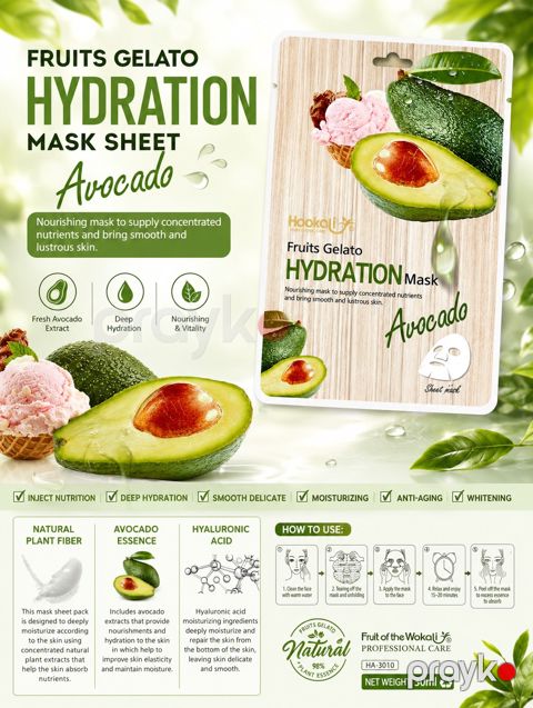 Parça maska Haokali Fruits Gelato Avocado — Bakı